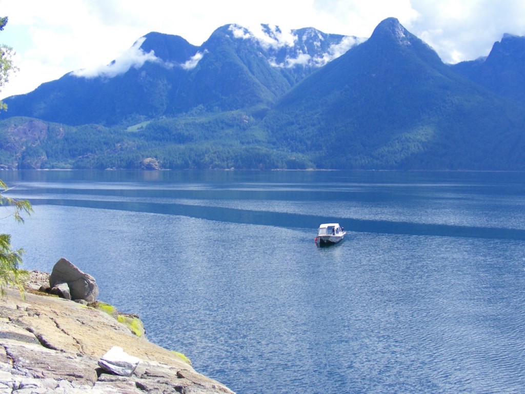 Lloyd Creek area on mainland from pictograph gallery on East Redonda Island, photo: Aurora Scala, 2015.